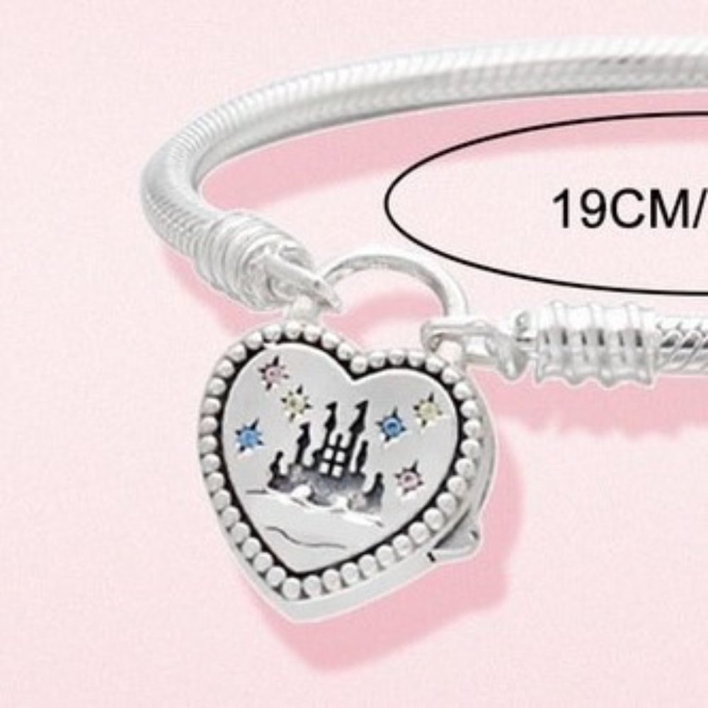 Sterling Silver Magic Kingdom Cinderella Castle Snake Chain Bracelet - Picture 4 of 4